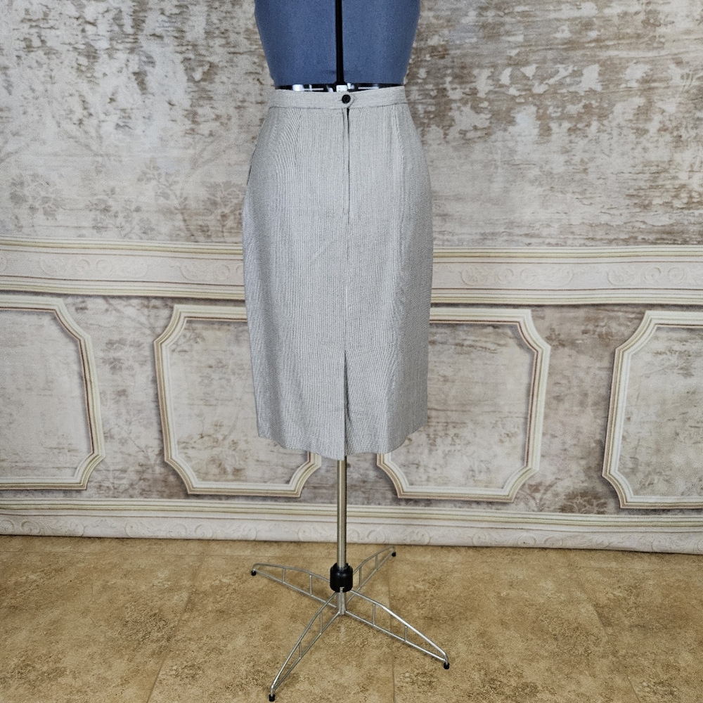Vintage Houndstooth Pencil Skirt VTG 1990s 90s M Black White Academia Pinup Ska - Picture 10 of 11